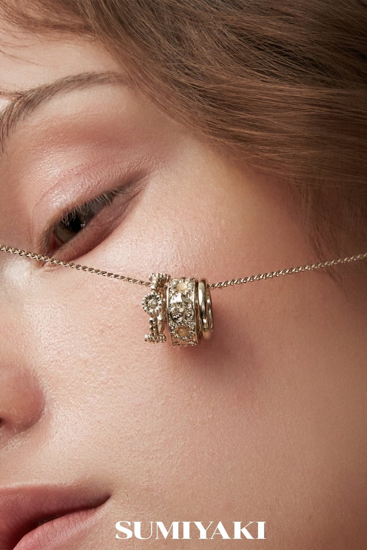 Three-Ring Daisy Long Clavicle Chain