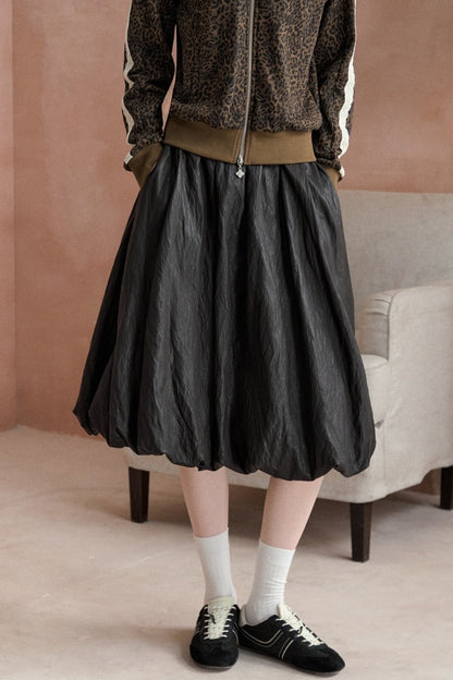 Textured Flower-Bud Mid-Length Skirt