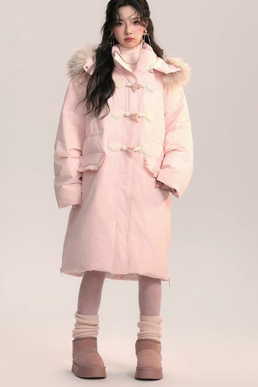 Bow Fur Collar Down Coat