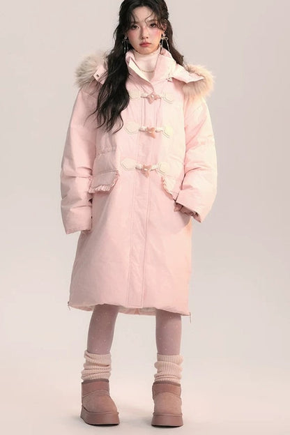 Bow Fur Collar Down Coat