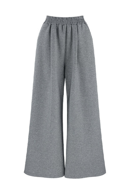 One-Shoulder Striped Sweatshirt and Wide-Leg Pants Set-Up