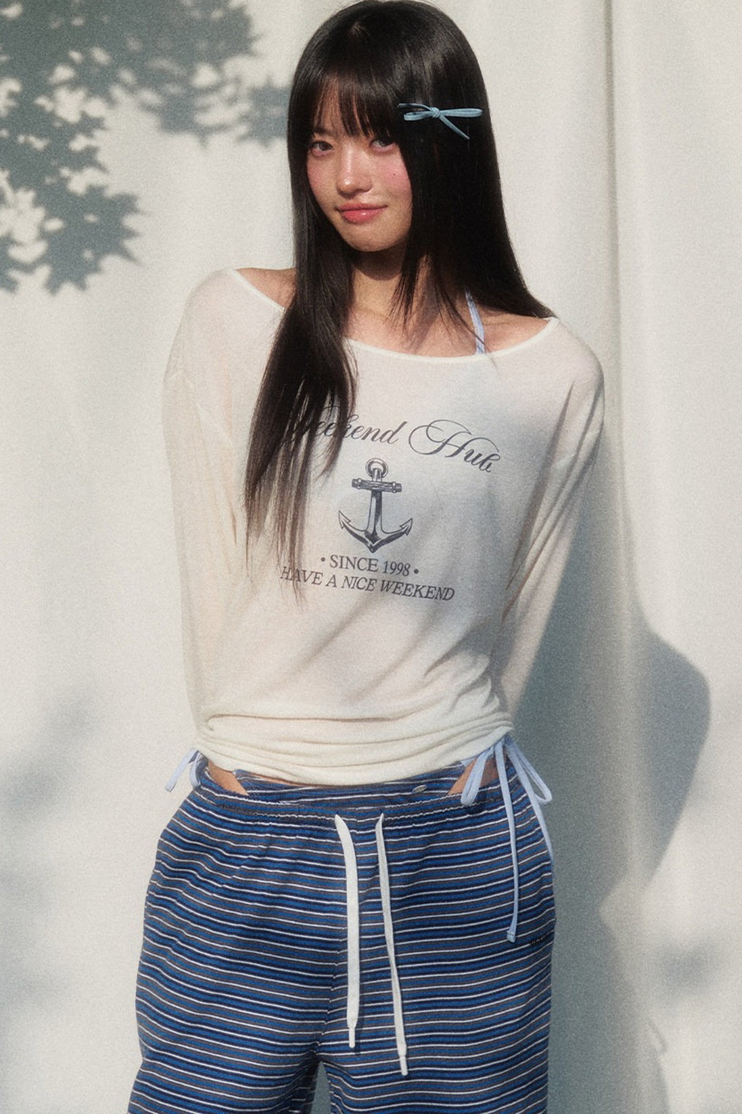 Printed Sun Protection Blouse and Trousers Set