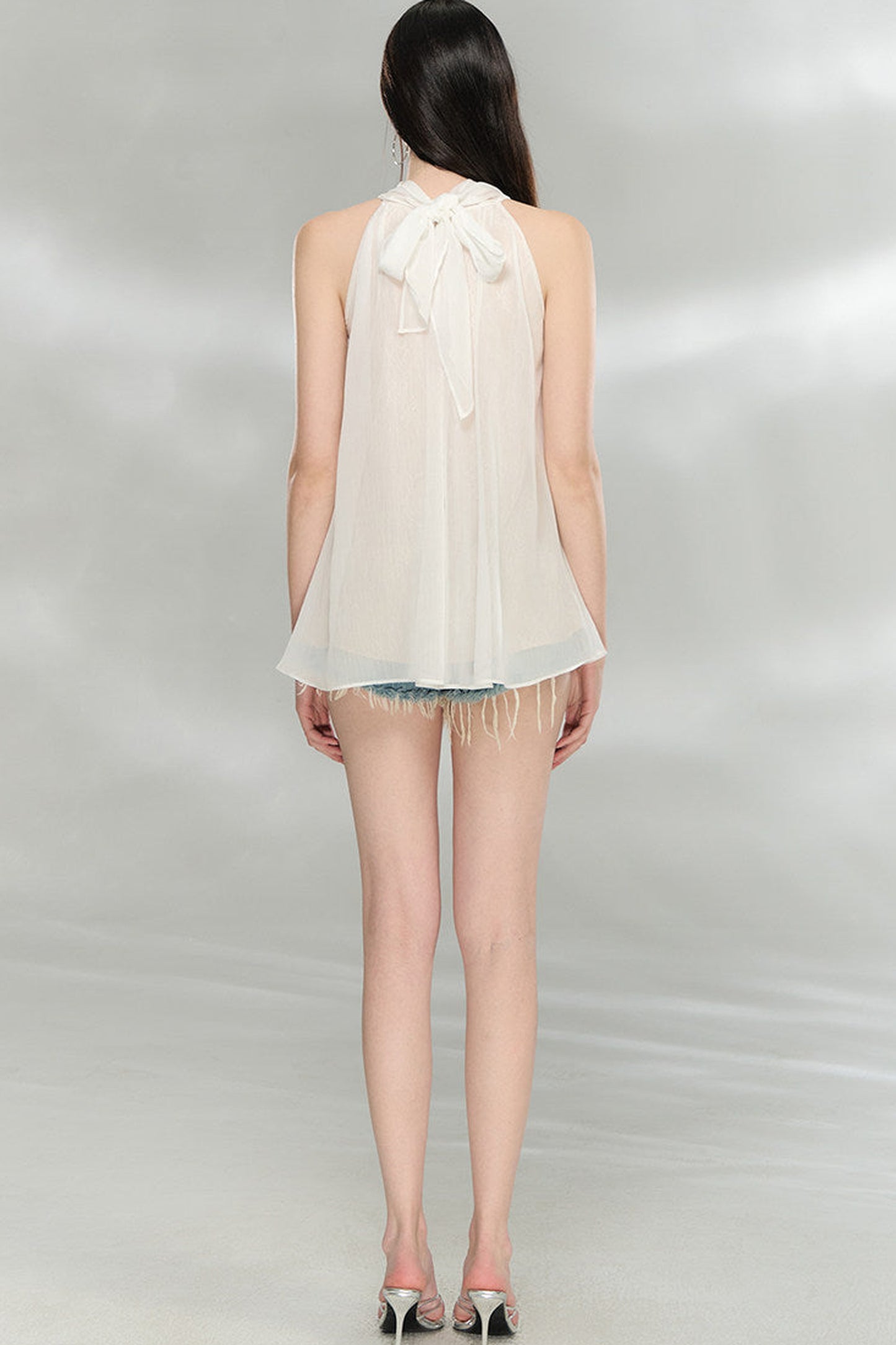 Rhinestone Chiffon Lace Blouse