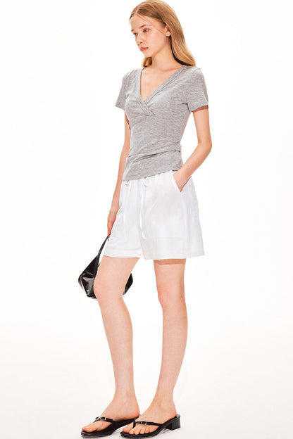 Lyocell Slim-Fit V-Neck Top