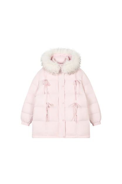 Snow Bow Fur Collar Down Jacket