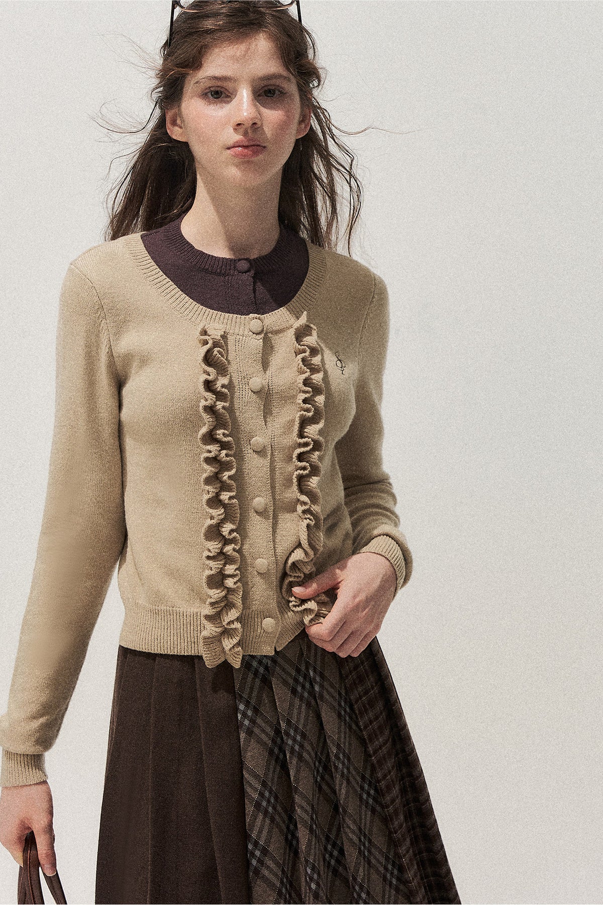 Layered-Look Floral Ruffle Sweater