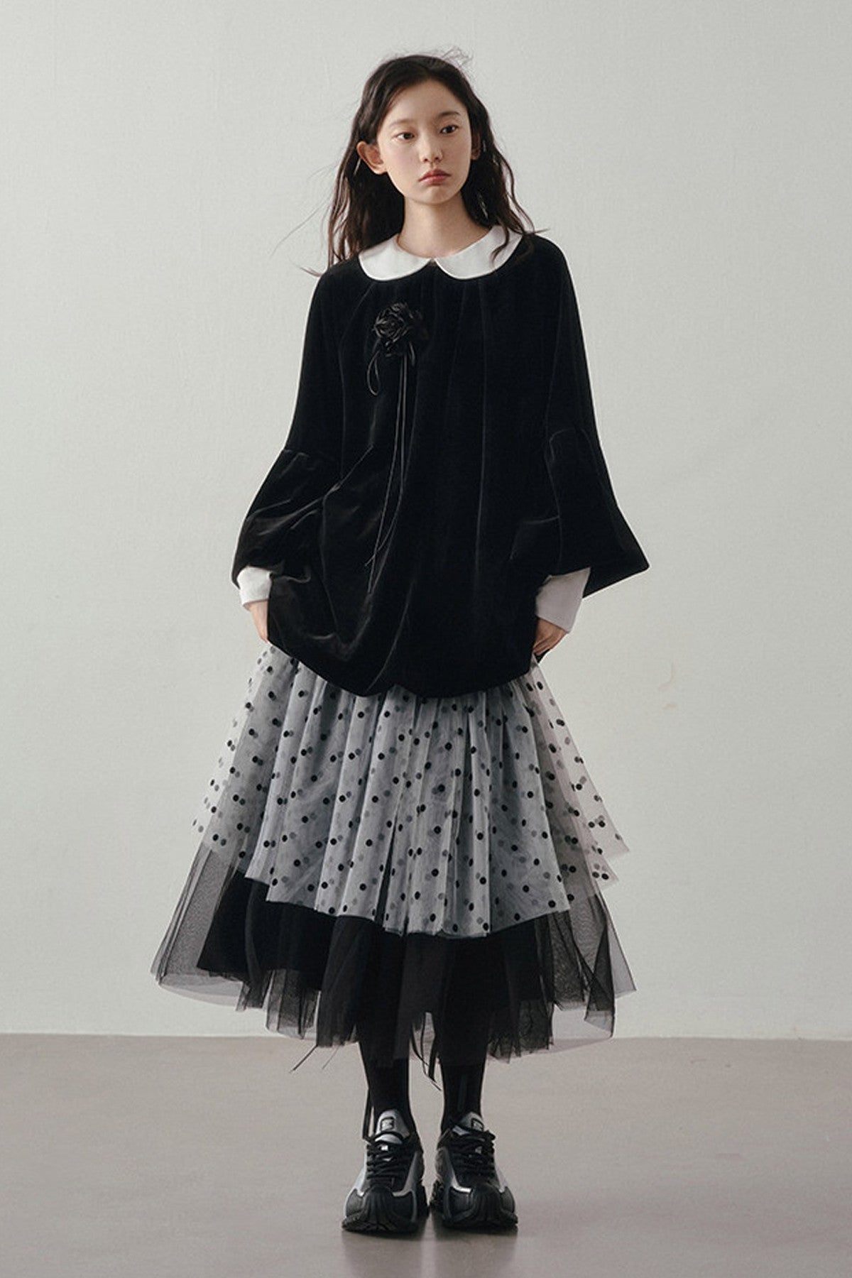 Polka Dot Patchwork Tulle Skirt