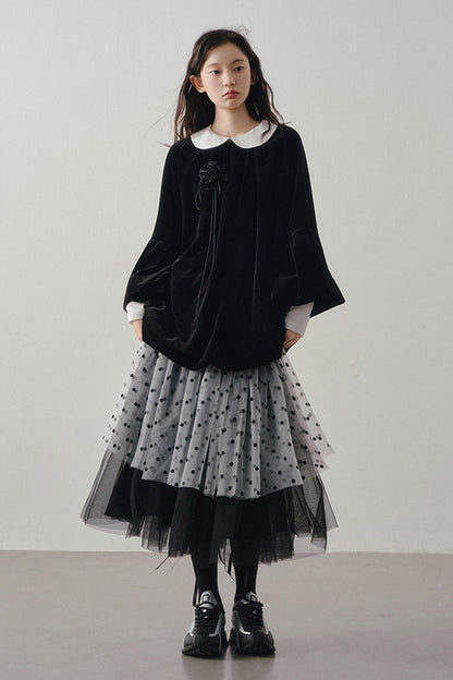 Polka Dot Patchwork Tulle Skirt