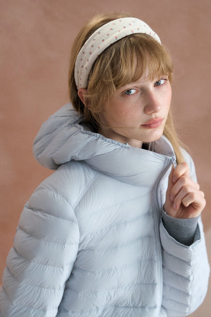 Ribbed Hooded Lightweight Down Jacket