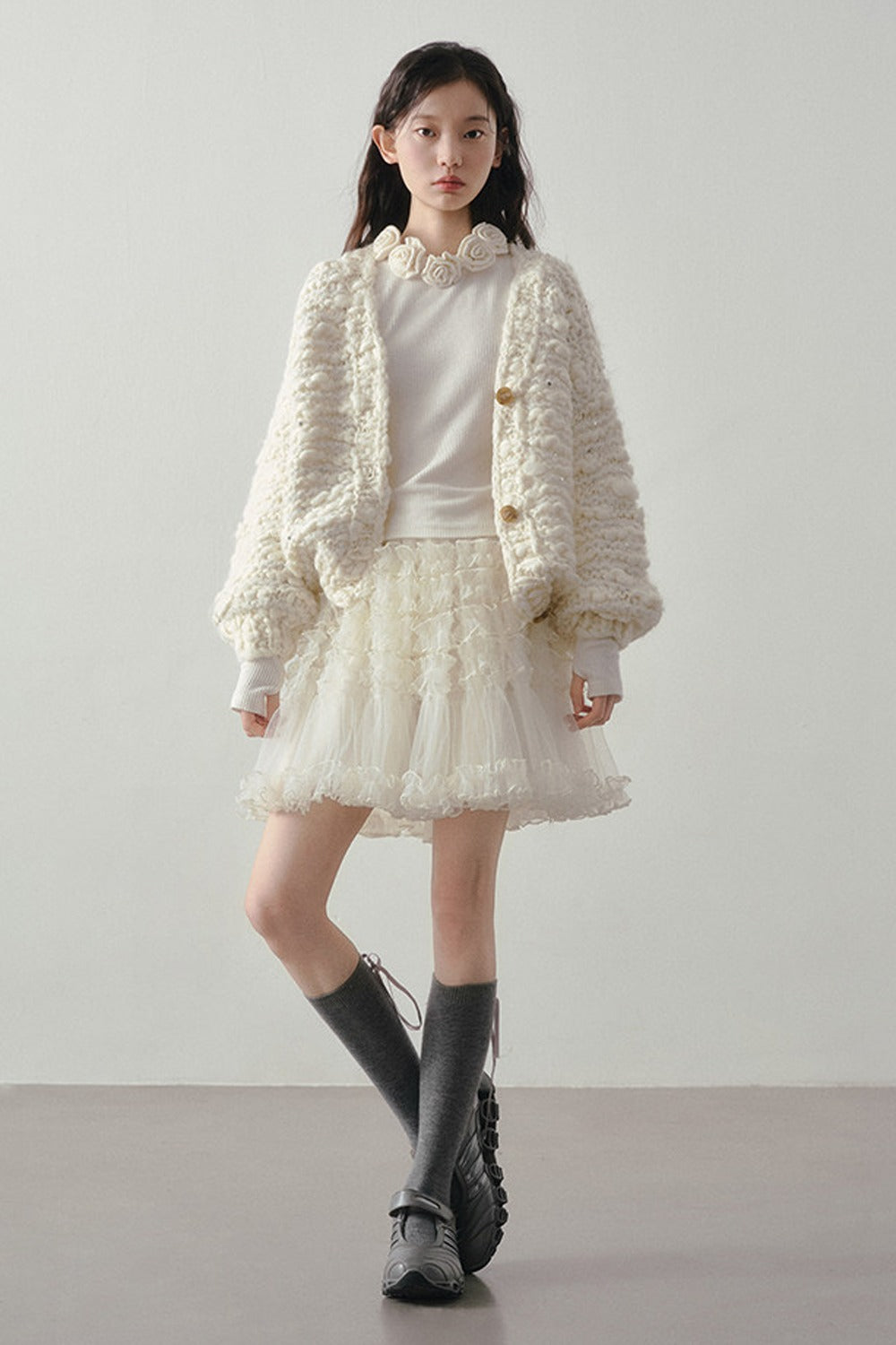 Chunky Knit Beige Cardigan