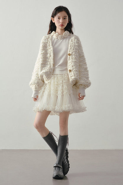 Chunky Knit Beige Cardigan