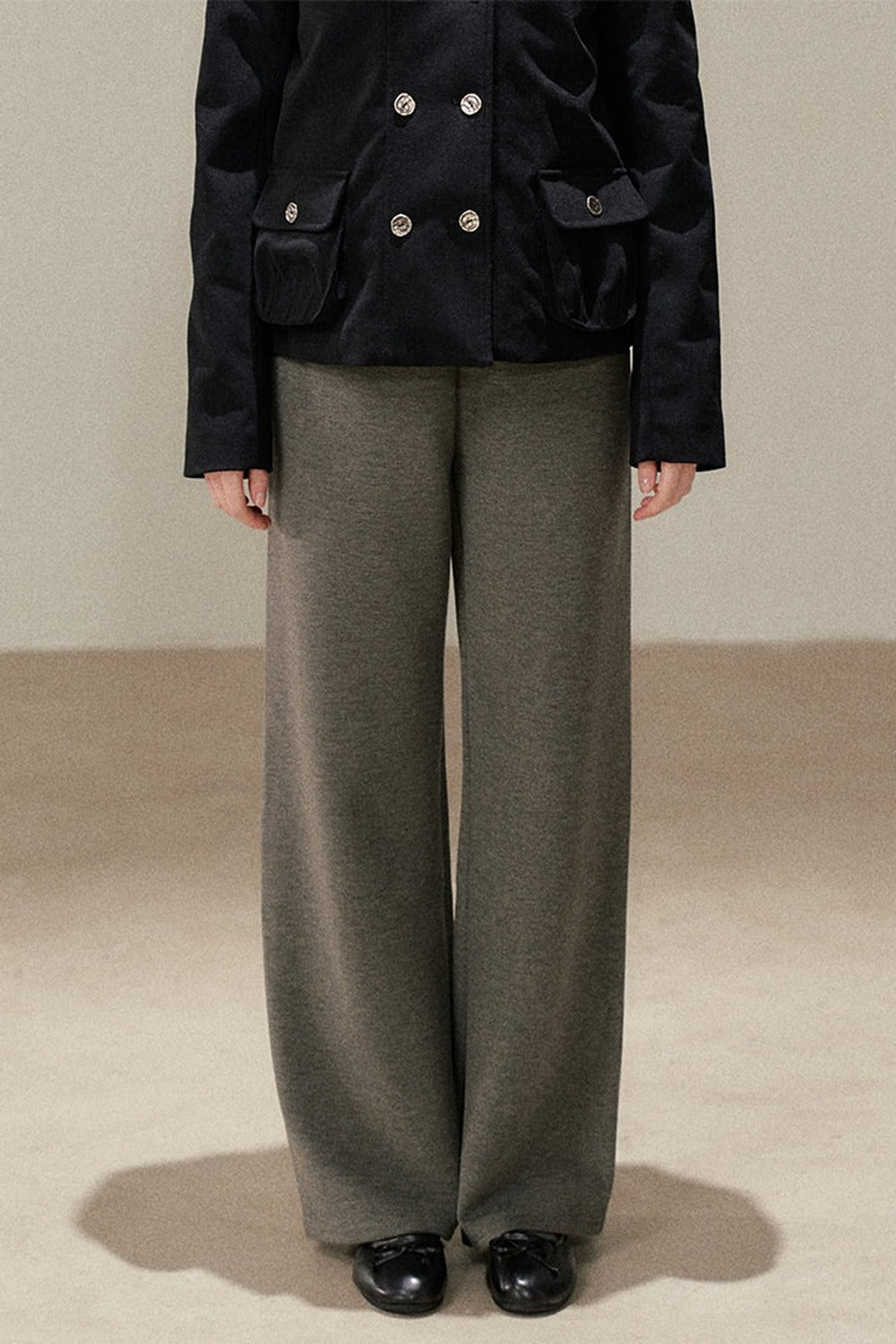 High-Waisted Wide-Leg Knit Pants