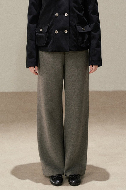 High-Waisted Wide-Leg Knit Pants