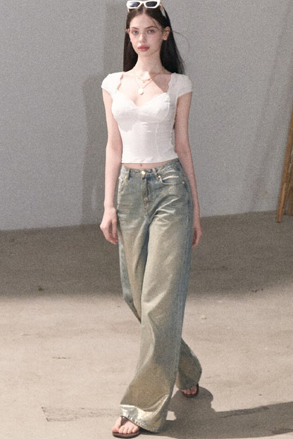 Retro Gradient Cotton Jeans