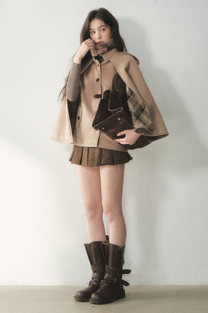 Retro Plaid Woolen Cape