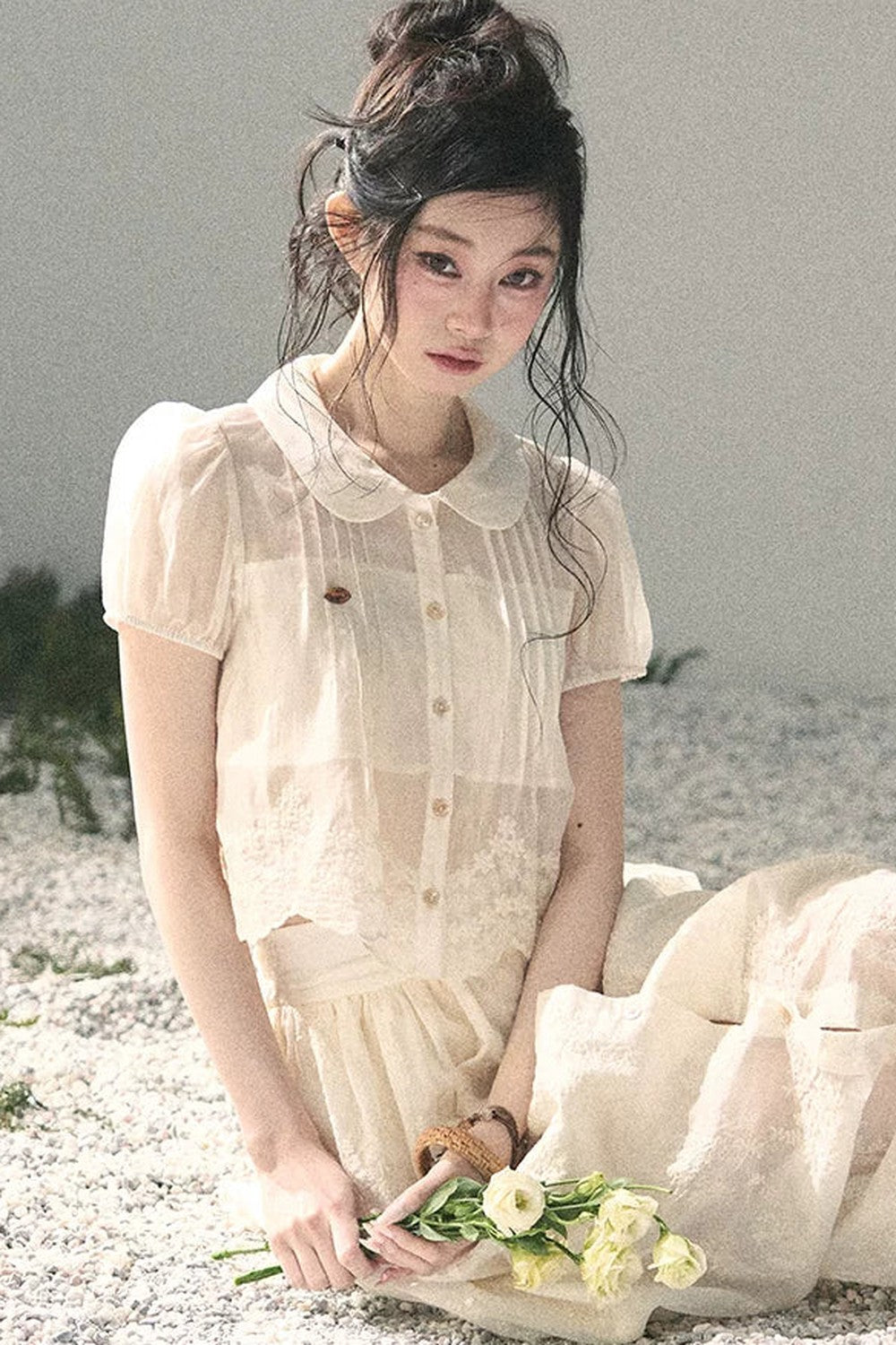 French Floral Lace Two-Piece Set