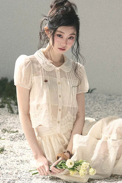 French Floral Lace Two-Piece Set