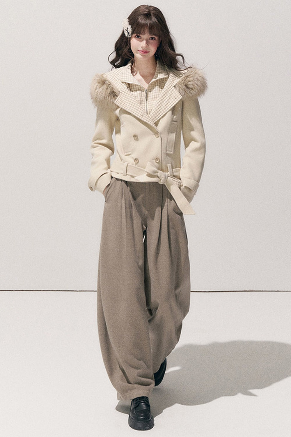 High-Waisted Petite Wide-Leg Pants
