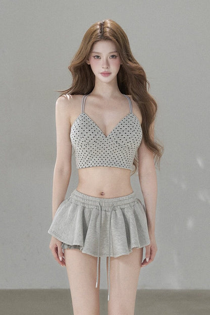Polka Dot Cross-Back Top