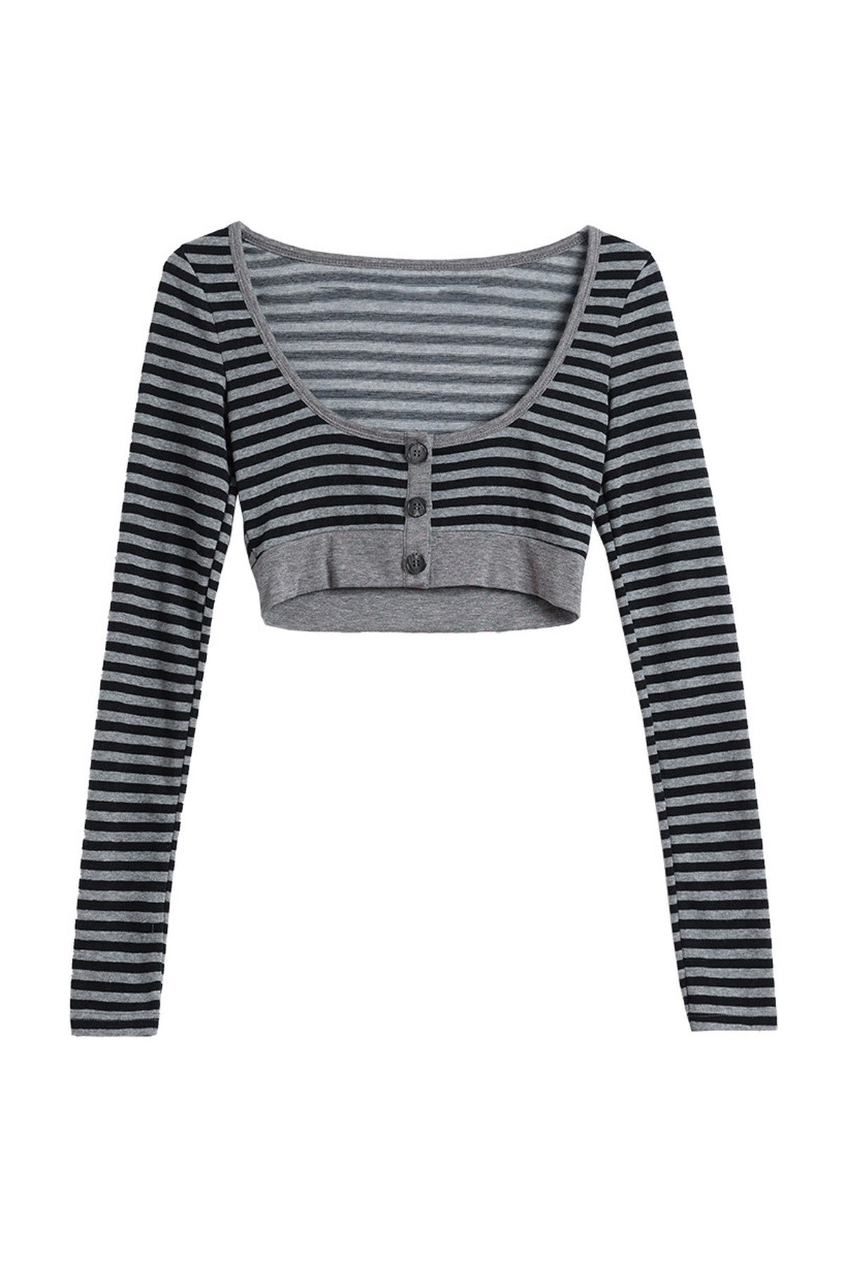 Layered-Look Striped Knit Cardigan set-Up