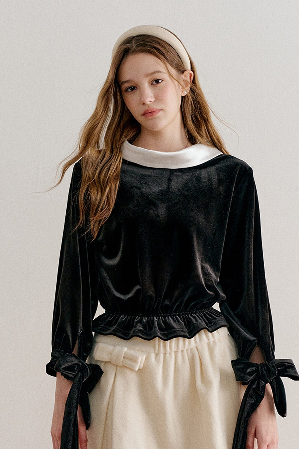 Reversible Velvet Peter Pan Collar Shirt