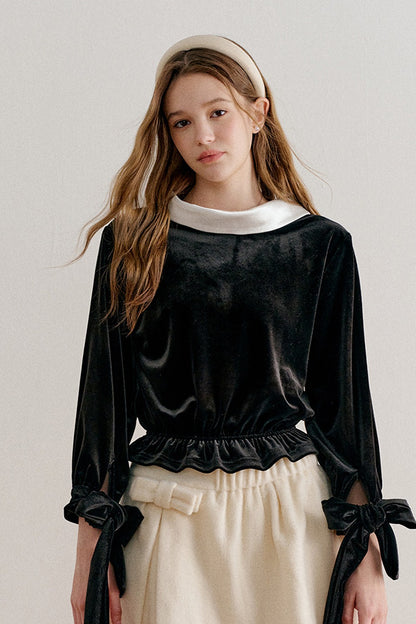 Reversible Velvet Peter Pan Collar Shirt