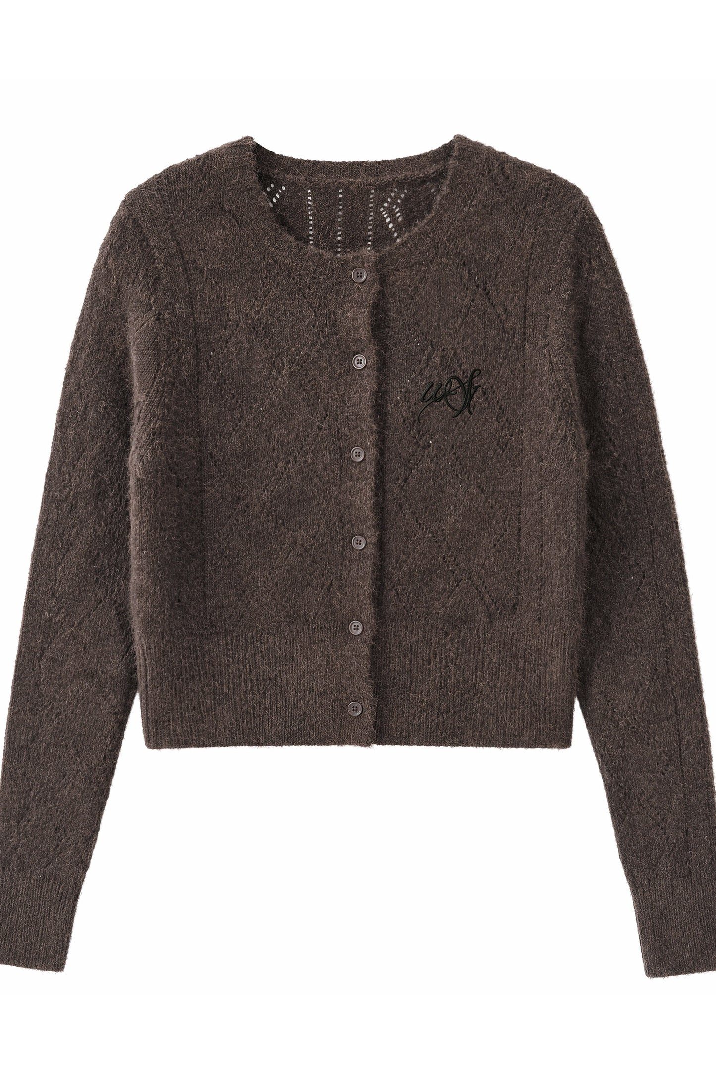 Ensemble coordonné avec cardigan en maille ajourée à manches longues, caraco et jupe-culotte