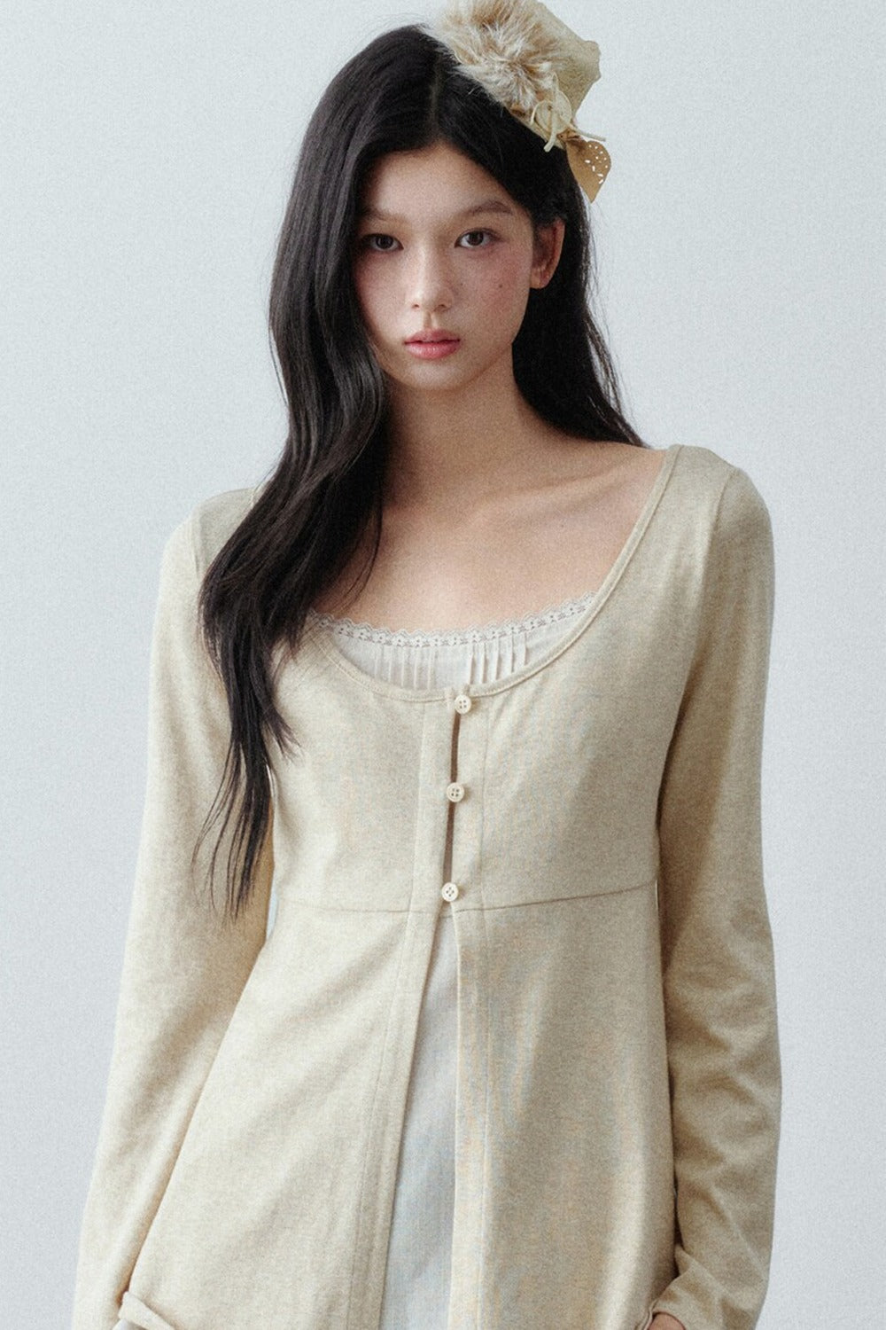 Long Sleeve Cashmere Cotton T-Shirt