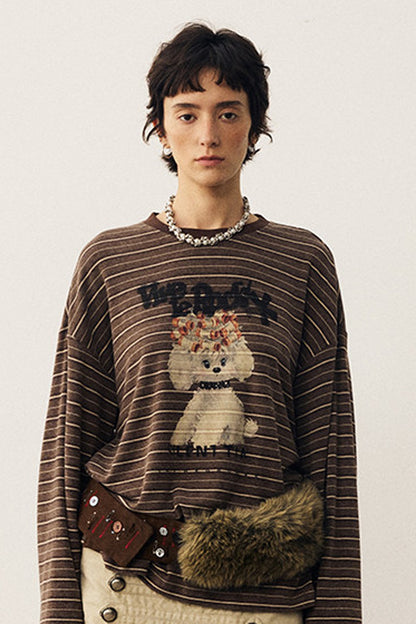 Striped Puppy Color-Blocked Sweater