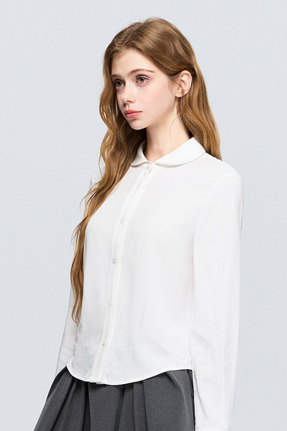 White Doll Collar Shirt