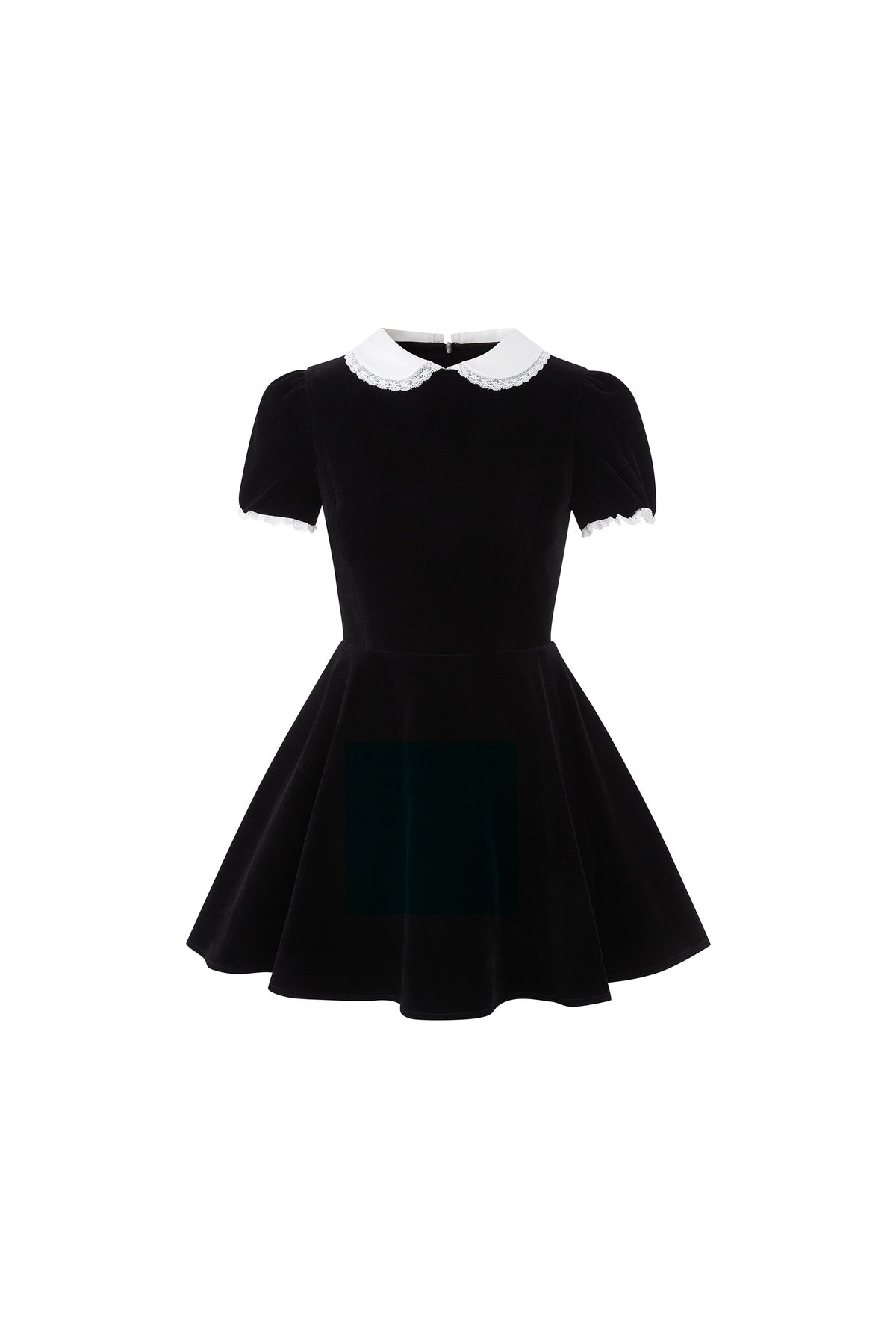 Lace Collar Velvet Puff Sleeve Dress