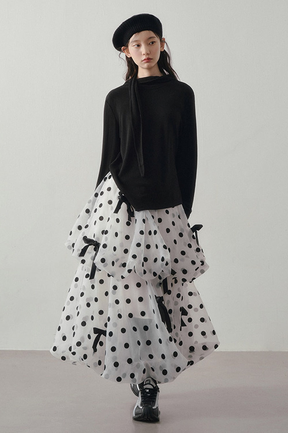 Polka Dot Tiered Bow Skirt