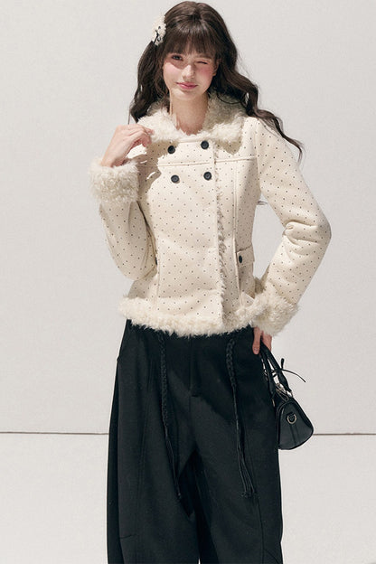 Polka Dot Faux Fur Jacket