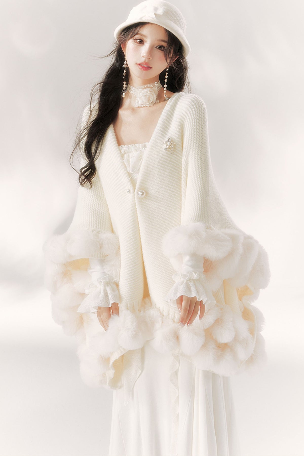 Robe sirène à volants clair de lune éclatant