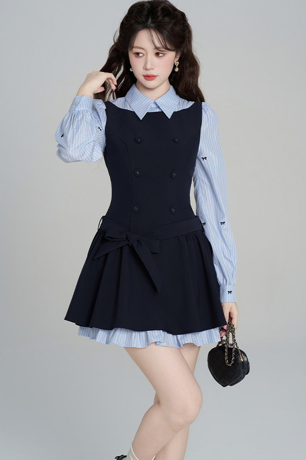 Preppy Style Long-Sleeved Dress