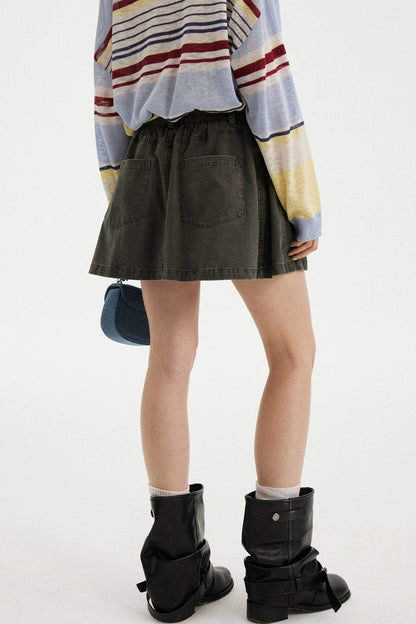 Washed Vintage Pleated Skirt