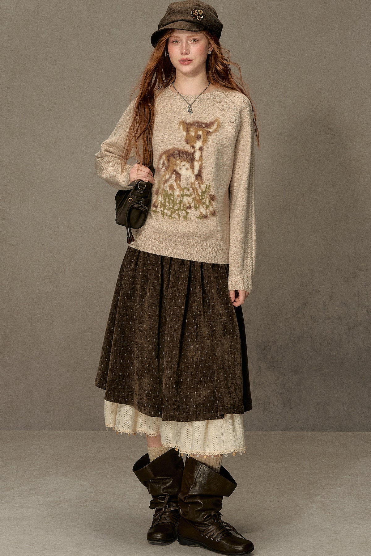 Deer Jacquard Pullover Sweater