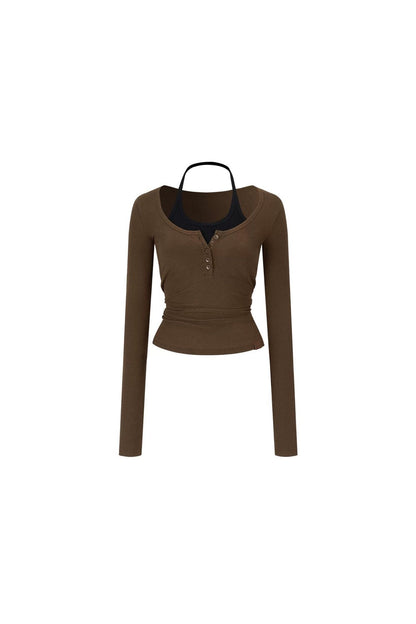 Viapitti Halter Neck Faux Lyocell Top