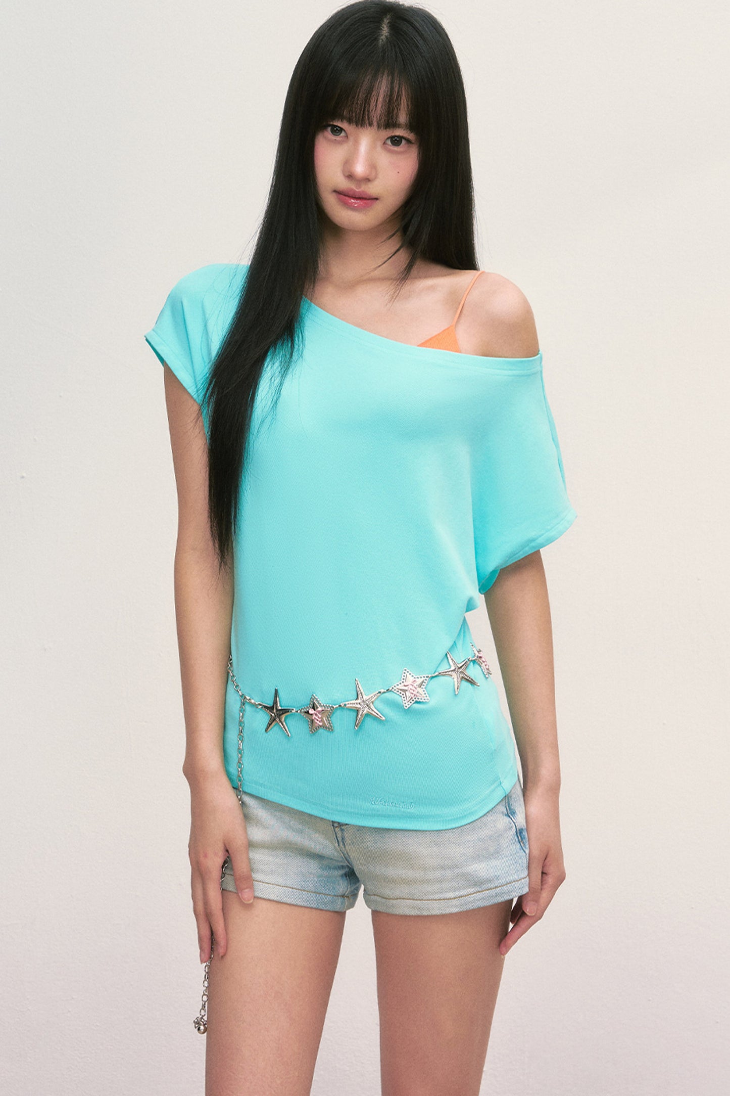 Lake Blue Off-Shoulder Top