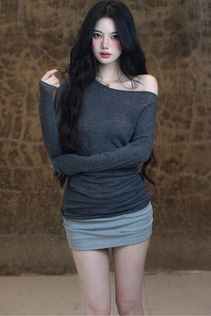 High-Waisted Side Pleated Bodycon Skirt