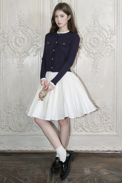 Pleated A-Line Midi Skirt