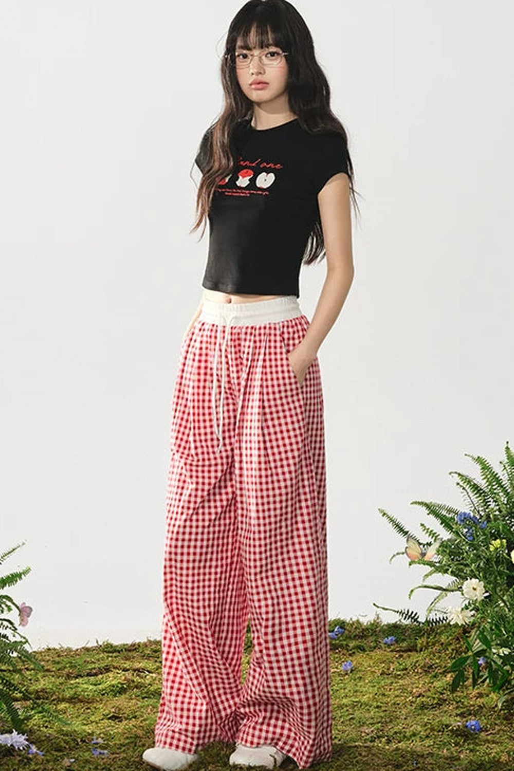 Camiseta de estilo americano con estampado de manzana