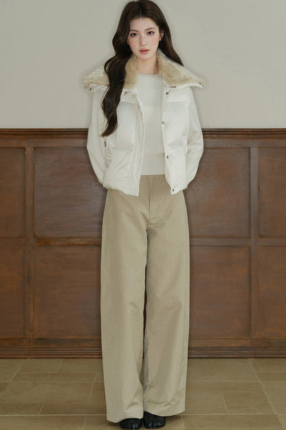 Pantalon taille basse à jambes larges
