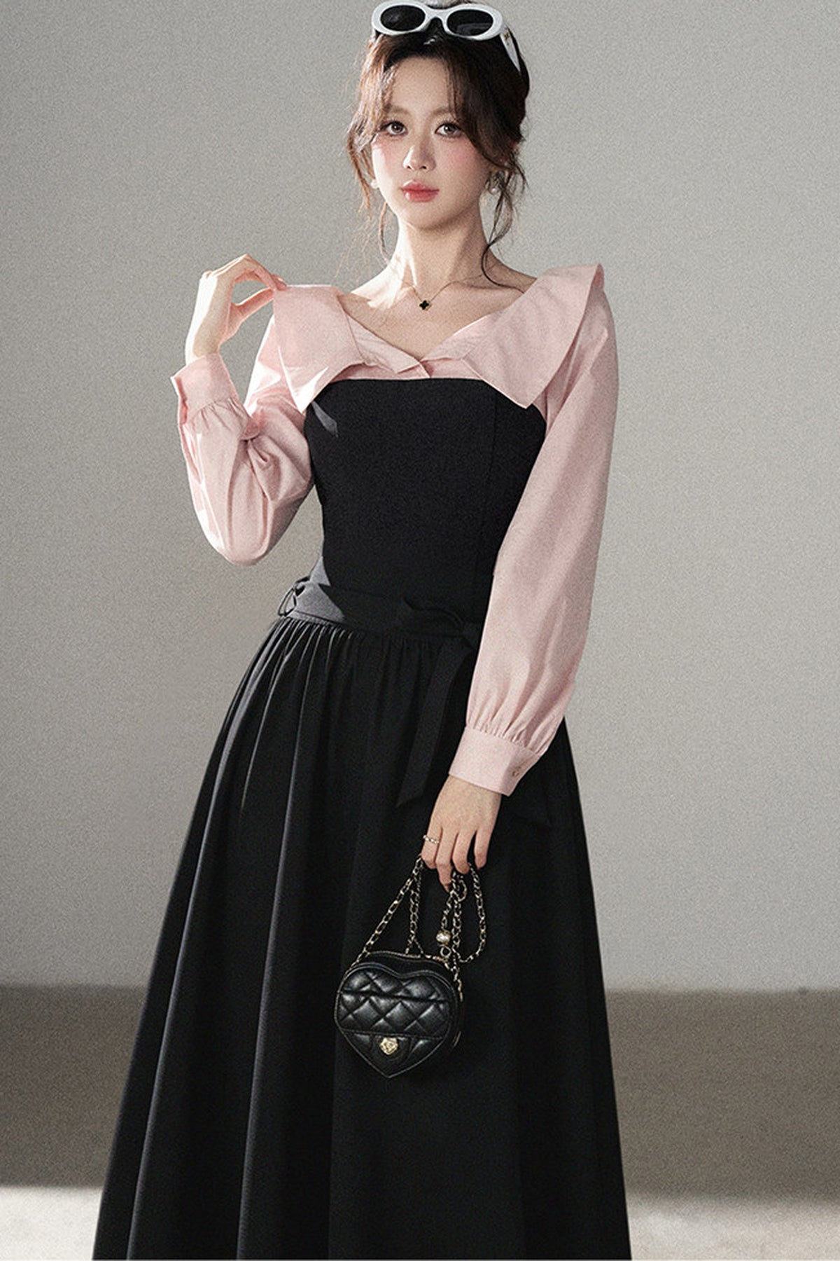 Black Flared Shirt Dress