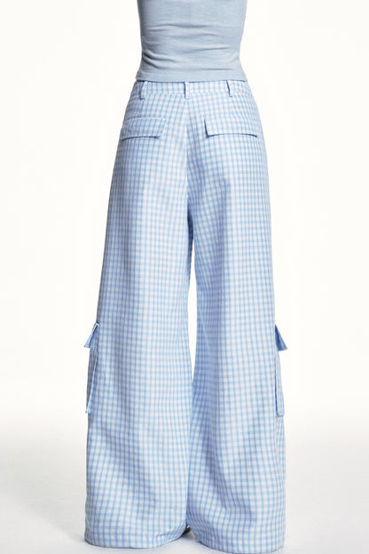Blue Plaid Cargo Pants