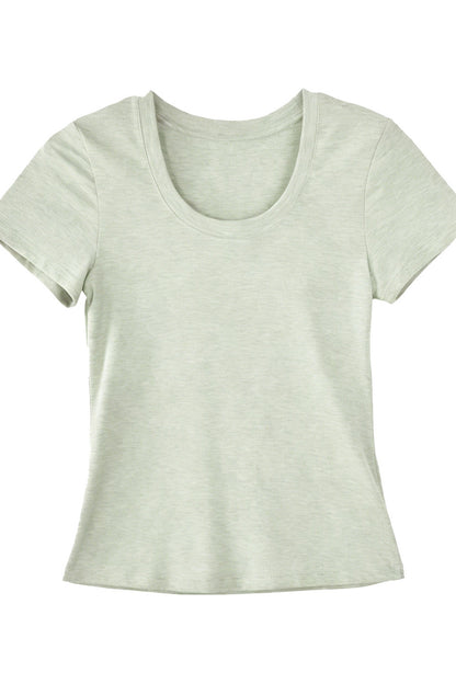 Tencel U-Neck Short-Sleeved T-Shirt