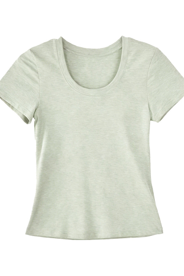 Tencel U-Neck Short-Sleeved T-Shirt
