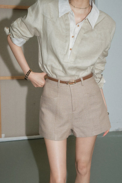 Striped Knit Sweater and High-Waisted Shorts Set-Up
