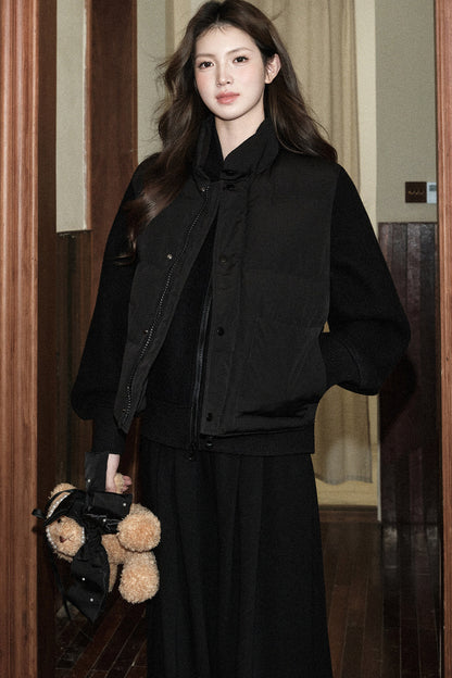 Loose Wool Blend Stand Collar Jacket