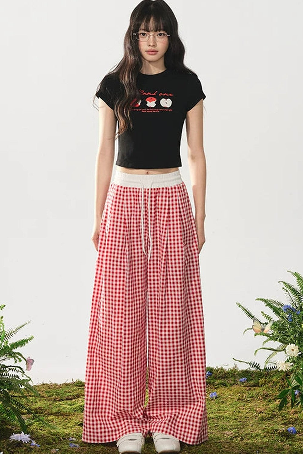 Camiseta de estilo americano con estampado de manzana